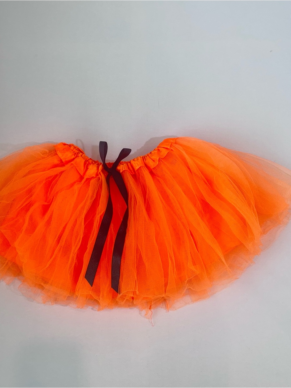 Bright Orange Tulle Tutu Skirt with Black Ribbon